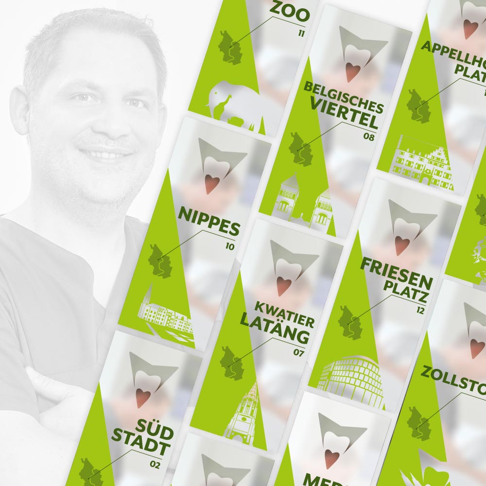 Die Zahnärzte im Kölner Süden zeigen auf den Türen der Praxisräume Flagge - für die Domstadt, für Köln am Rhein.